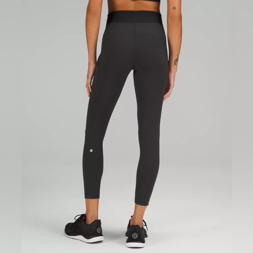 Lululemon Logo Waistband Everlux High-Rise Tight 25" Sz 6 black leggings - Picture 3 of 11